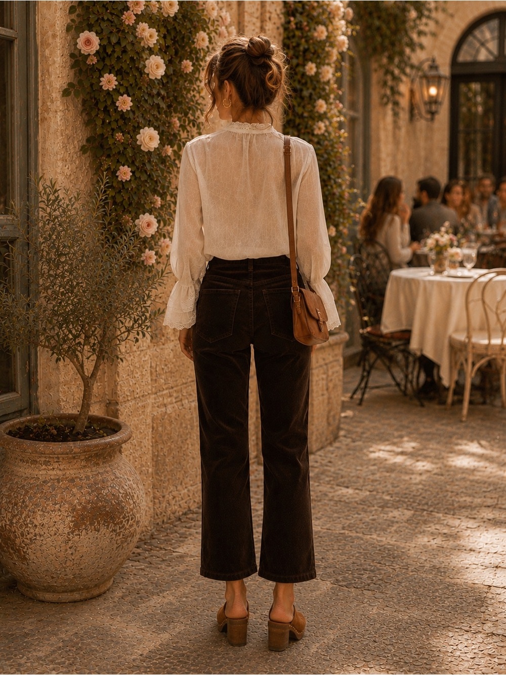 Pilcro by Anthropologie | The Yaya Brown Corduroy Cropped Kick Flare Pants - Picture 2 of 10